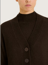 Cardigan con scollo a V e punto riso in Soft Wool Marroni Donna - Ragno
