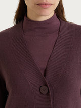 Cardigan con scollo a V e punto riso in NaturalSoft Viola Donna - Ragno