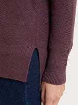 Cardigan con scollo a V e punto riso in NaturalSoft Viola Donna - Ragno