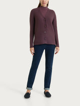 Cardigan con scollo a V e punto riso in NaturalSoft Viola Donna - Ragno