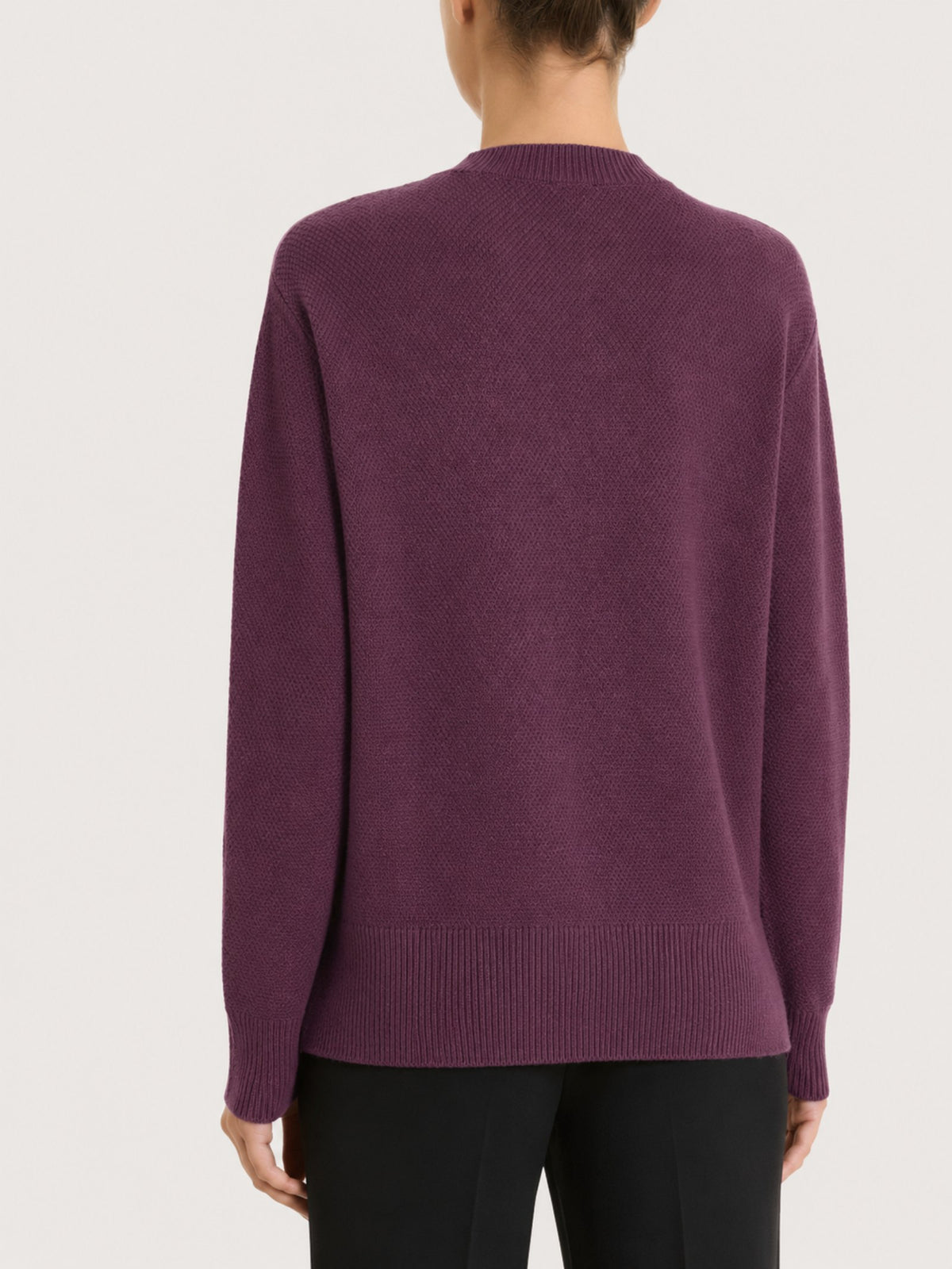 Maglia girocollo con punto riso in NaturalSoft Viola Donna - Ragno
