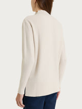 Cardigan lupetto con punto riso in NaturalSoft Bianchi Donna - Ragno