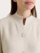 Cardigan lupetto con punto riso in NaturalSoft Bianchi Donna - Ragno