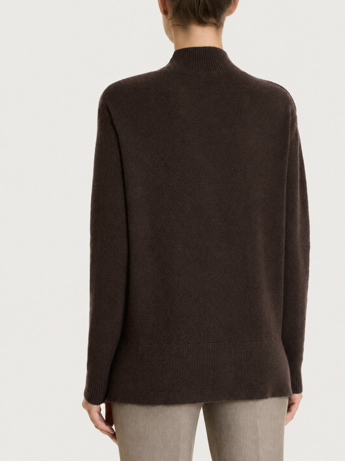 Cardigan lupetto con punto riso in Soft Wool Marroni Donna - Ragno