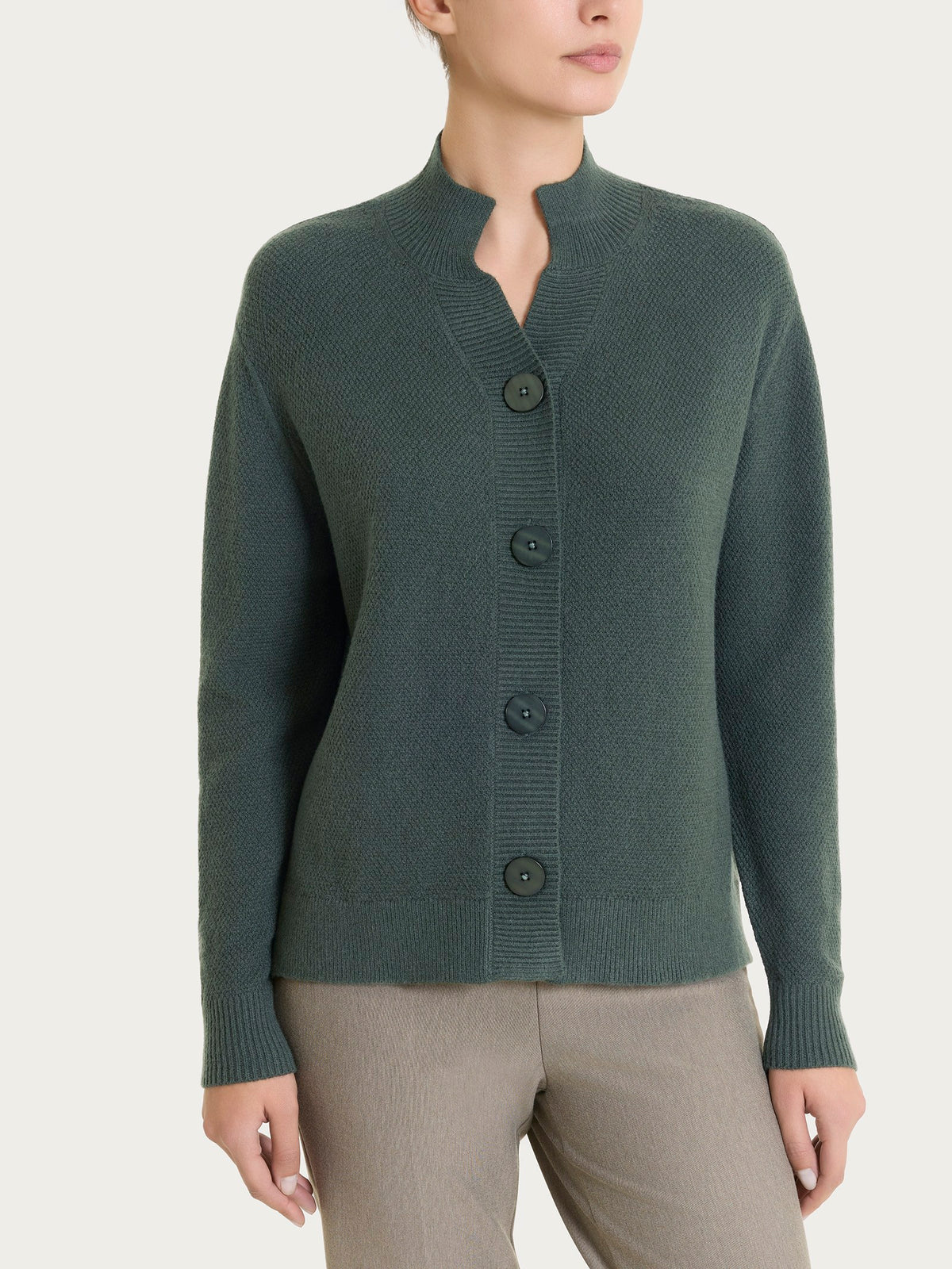 Cardigan lupetto con punto riso in Soft Wool Grigi Donna - Ragno