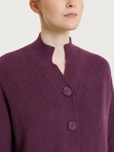 Cardigan lupetto con punto riso in Soft Wool Viola Donna - Ragno