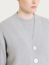 Cardigan con scollo a V e punto riso in Lurex Soft Wool Neri Donna - Ragno