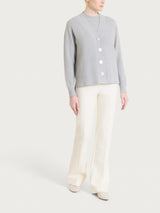 Cardigan con scollo a V e punto riso in Lurex Soft Wool Neri Donna - Ragno