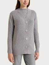 Cardigan con scollo a V e punto riso in Lurex NaturalSoft Neri Donna - Ragno
