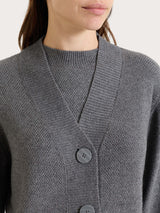 Cardigan con scollo a V e punto riso in Lurex NaturalSoft Neri Donna - Ragno