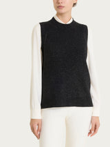 Maglia smanicata con punto riso in Lurex Soft Wool Neri Donna - Ragno