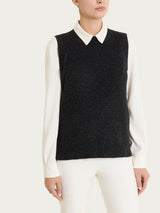 Maglia smanicata con punto riso in Lurex Soft Wool Neri Donna - Ragno