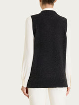 Maglia smanicata con punto riso in Lurex Soft Wool Neri Donna - Ragno