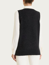 Maglia smanicata con punto riso in Lurex Soft Wool Neri Donna - Ragno