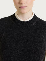Maglia smanicata con punto riso in Lurex Soft Wool Neri Donna - Ragno