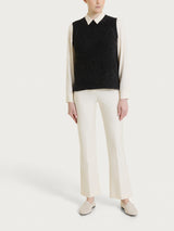 Maglia smanicata con punto riso in Lurex Soft Wool Neri Donna - Ragno