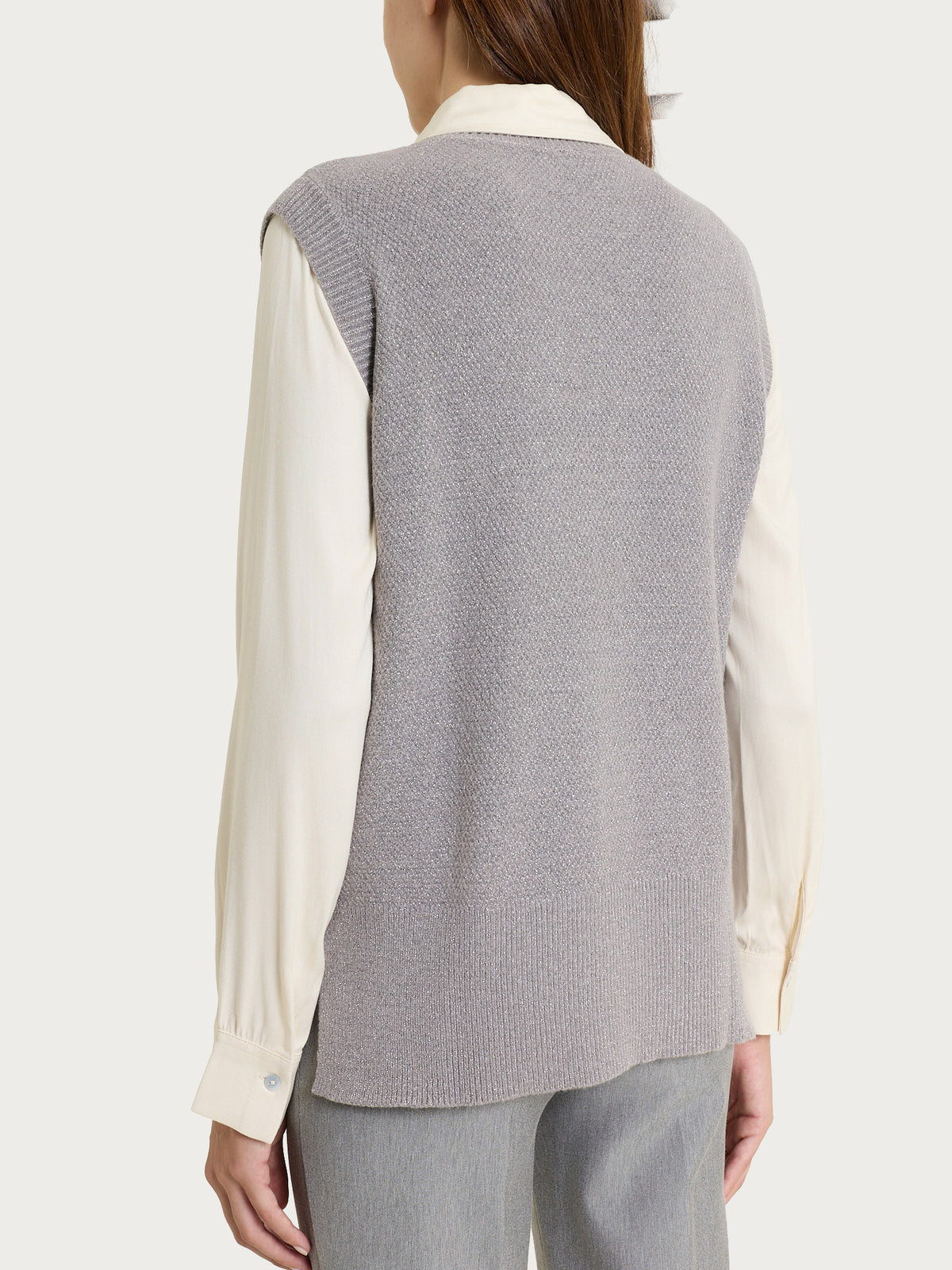 Maglia smanicata con punto riso in Lurex NaturalSoft Neri Donna - Ragno