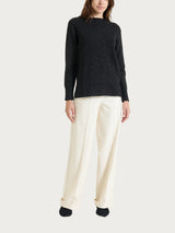 Maglia girocollo con punto riso in Lurex Soft Wool Neri Donna - Ragno