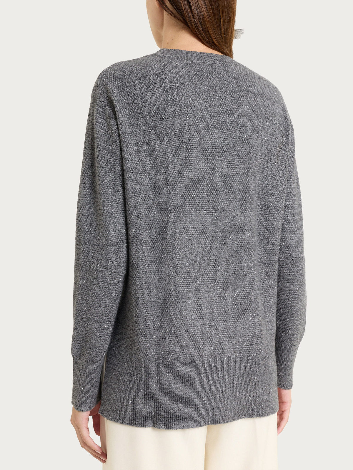Maglia girocollo con punto riso in Lurex NaturalSoft Neri Donna - Ragno