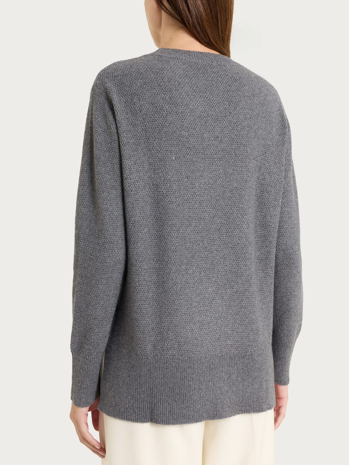 Maglia girocollo con punto riso in Lurex NaturalSoft Neri Donna - Ragno
