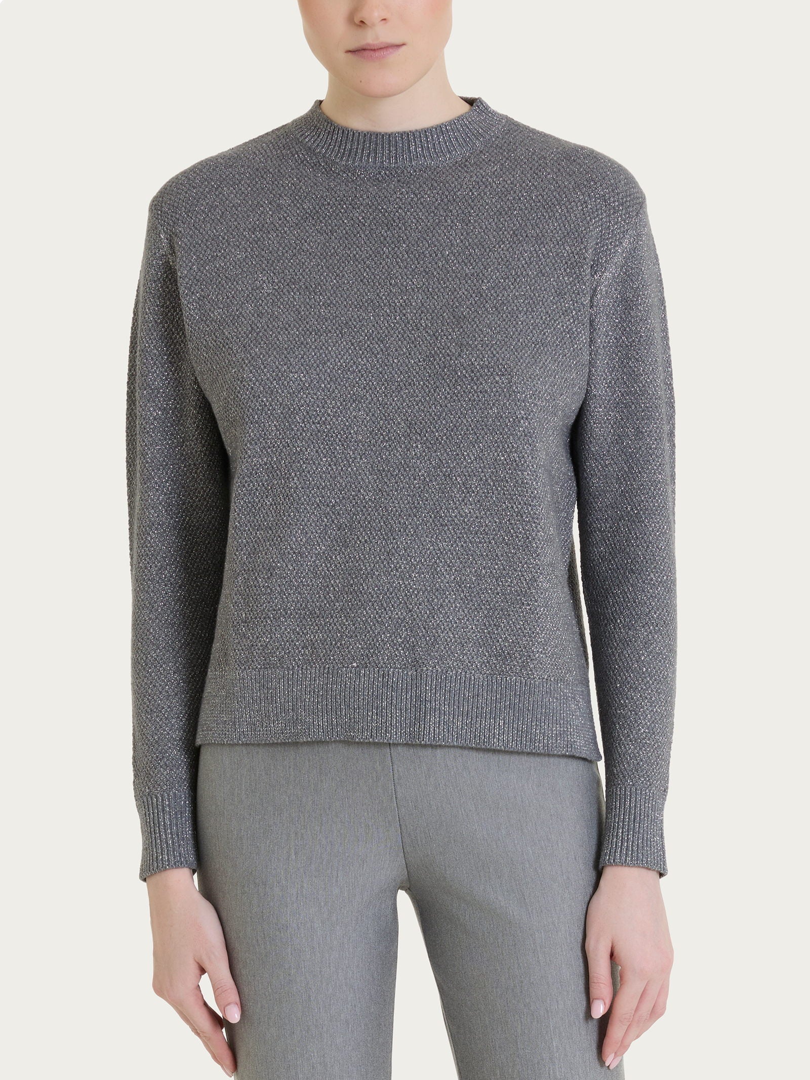 Maglia girocollo con punto riso in Lurex Soft Wool Neri Donna - Ragno