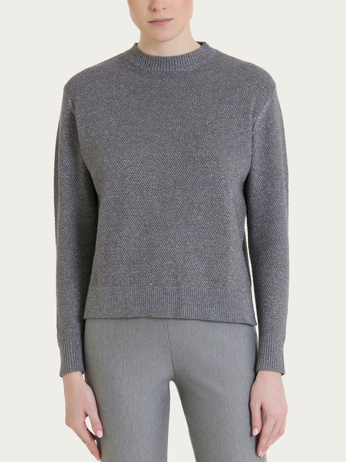 Maglia girocollo con punto riso in Lurex Soft Wool Neri Donna - Ragno