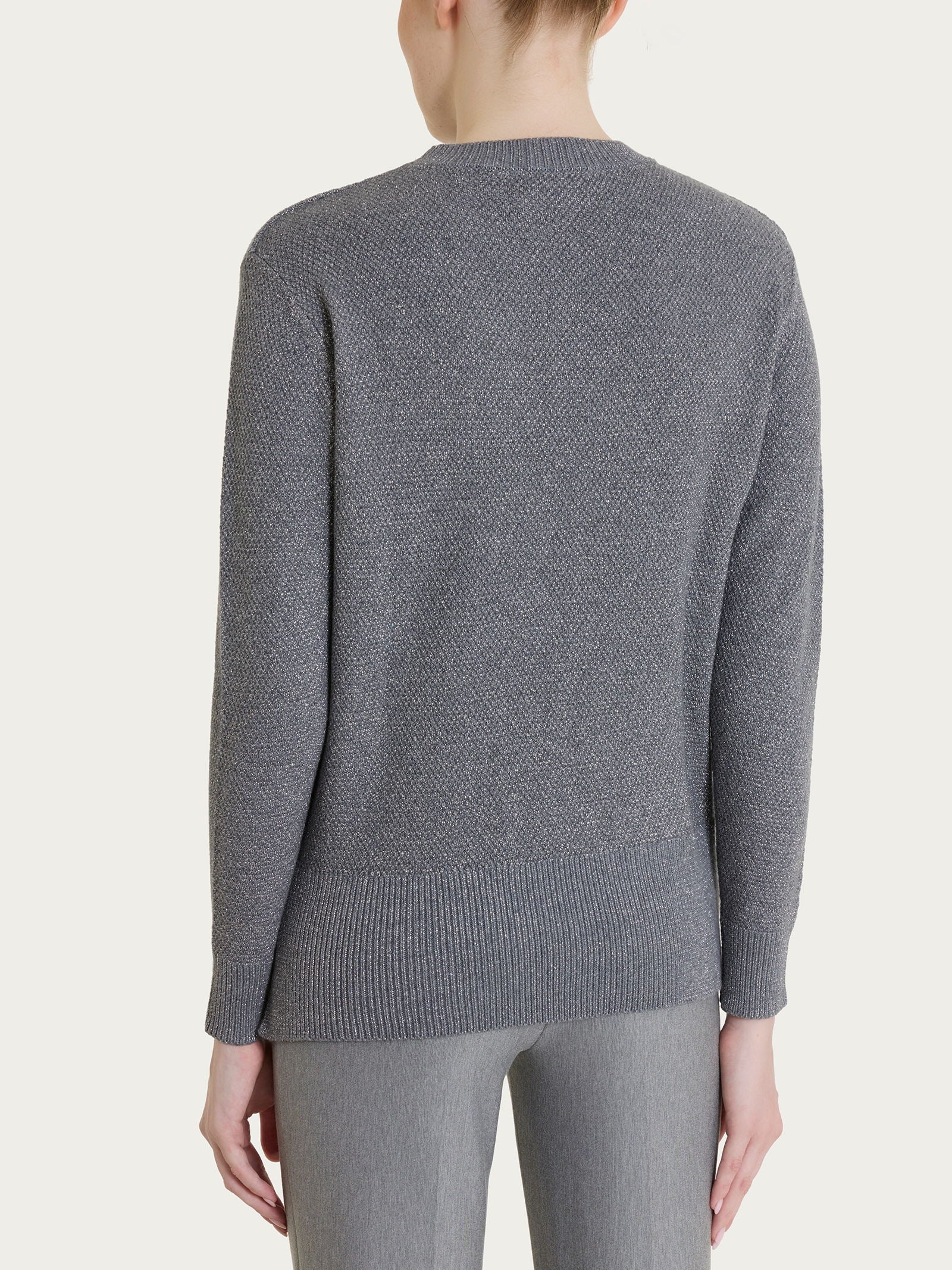 Maglia girocollo con punto riso in Lurex Soft Wool Neri Donna - Ragno