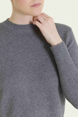 Maglia girocollo con punto riso in Lurex Soft Wool Neri Donna - Ragno