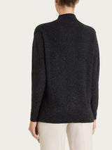 Cardigan lupetto con punto riso in Lurex Soft Wool Neri Donna - Ragno
