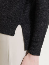 Cardigan lupetto con punto riso in Lurex Soft Wool Neri Donna - Ragno