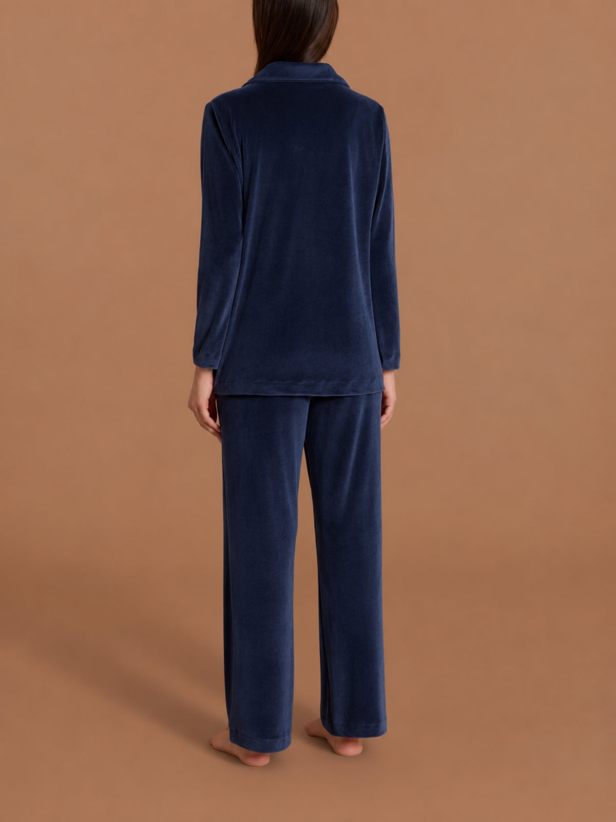 Pigiama lungo aperto in Ciniglia Blu Donna - Ragno