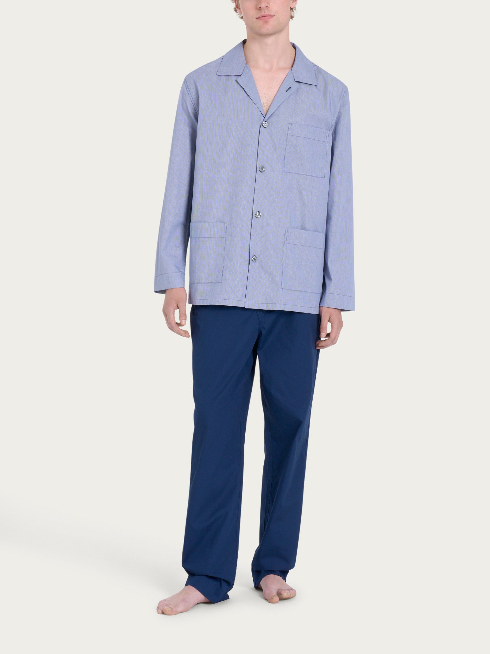 Pigiama aperto in navetta di cotone Blu Uomo - Ragno