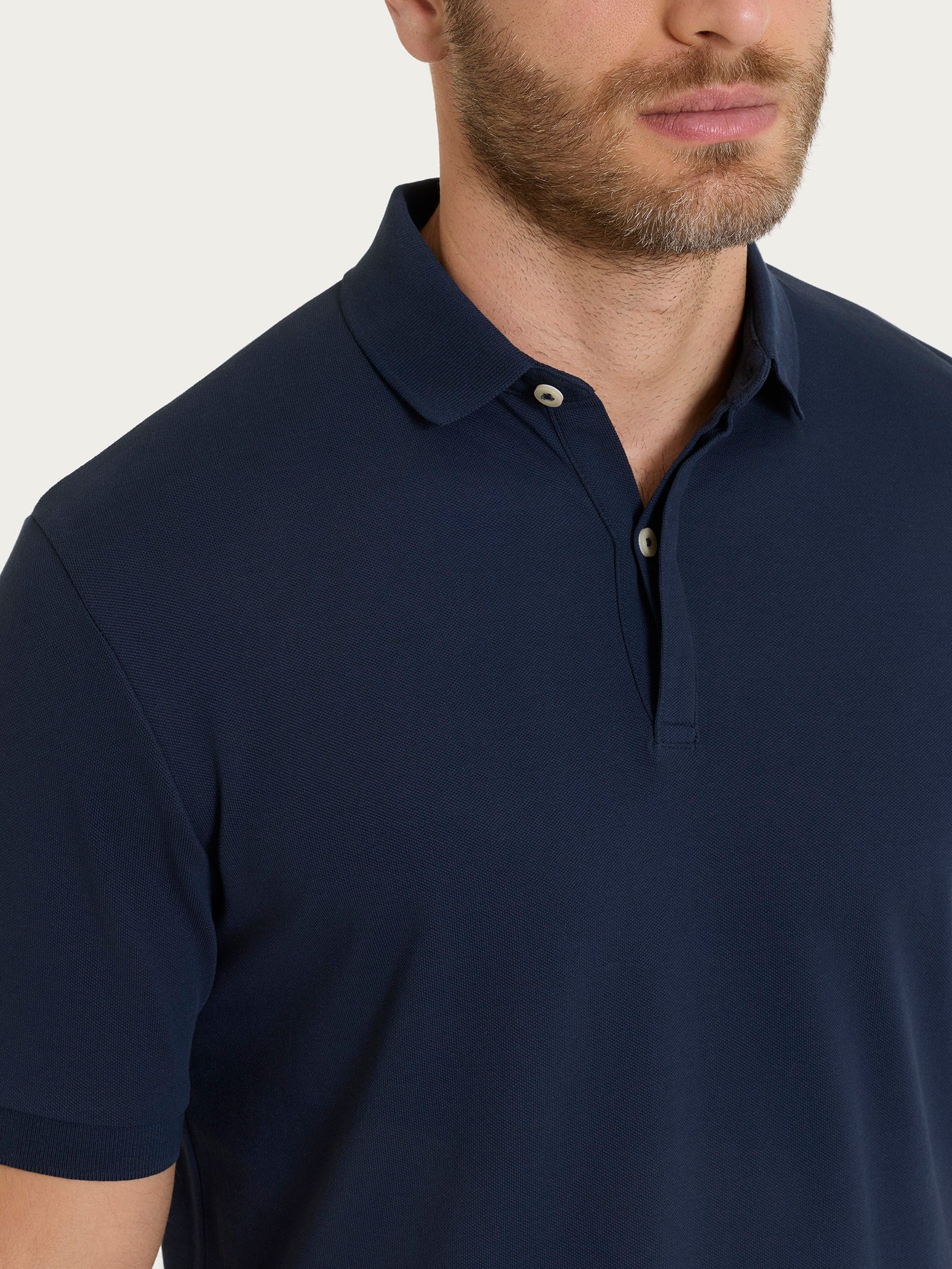 Polo in Cotton Piquet Stretch Blu Uomo - Ragno