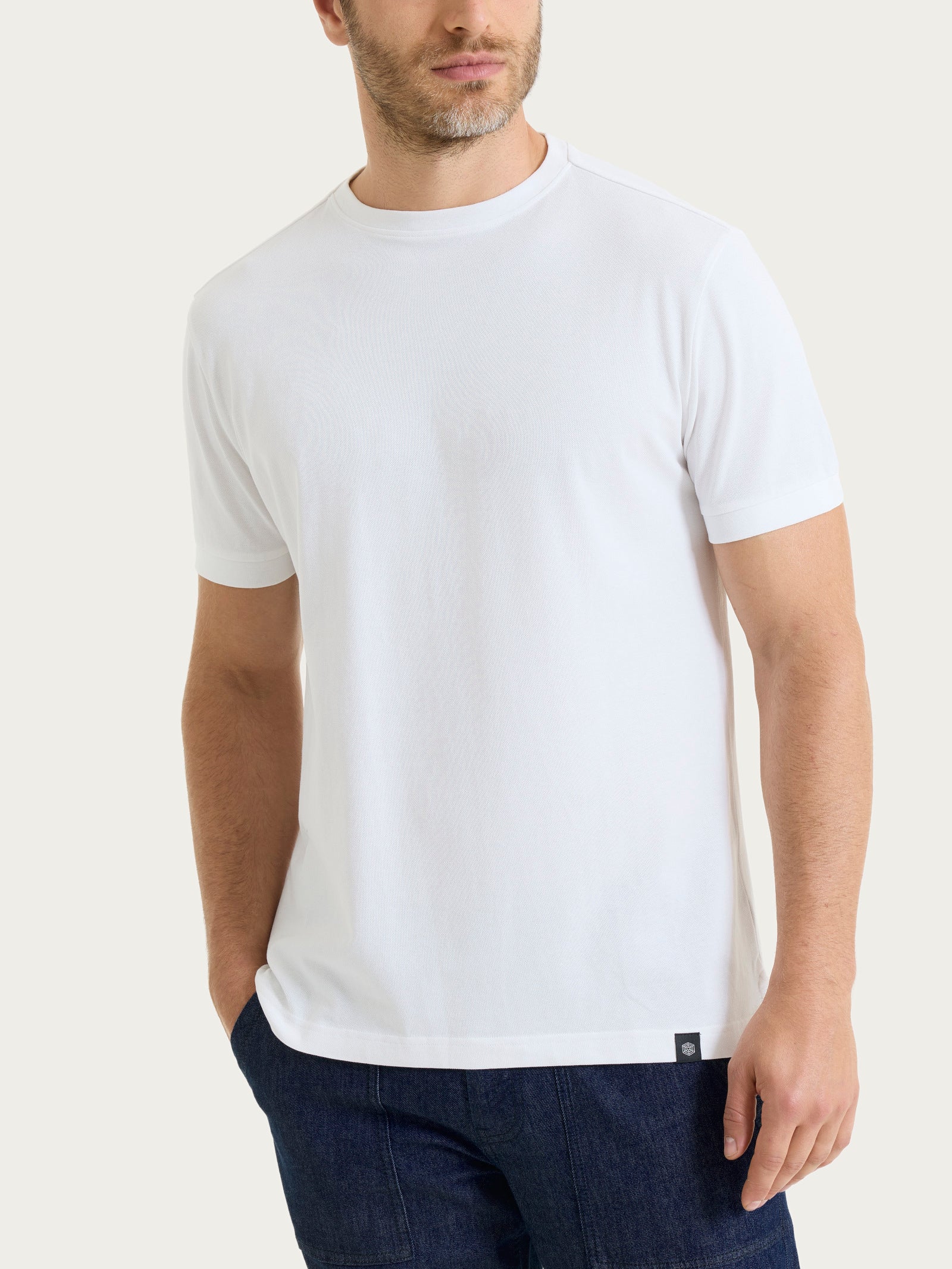 Maglietta girocollo in Eco Cotton Piquet Stretch Bianchi Uomo - Ragno