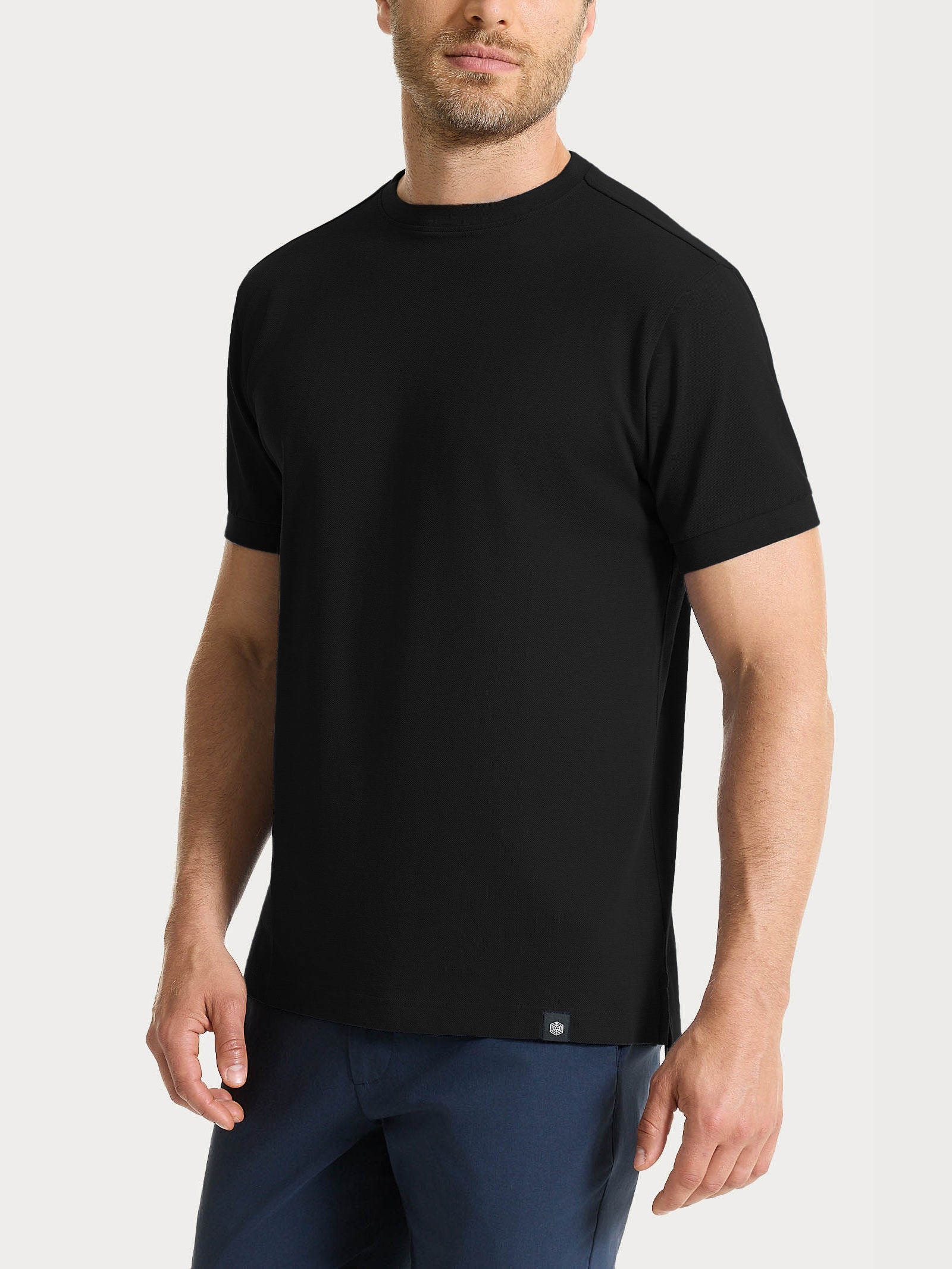 Maglietta girocollo in Eco Cotton Piquet Stretch Neri Uomo - Ragno