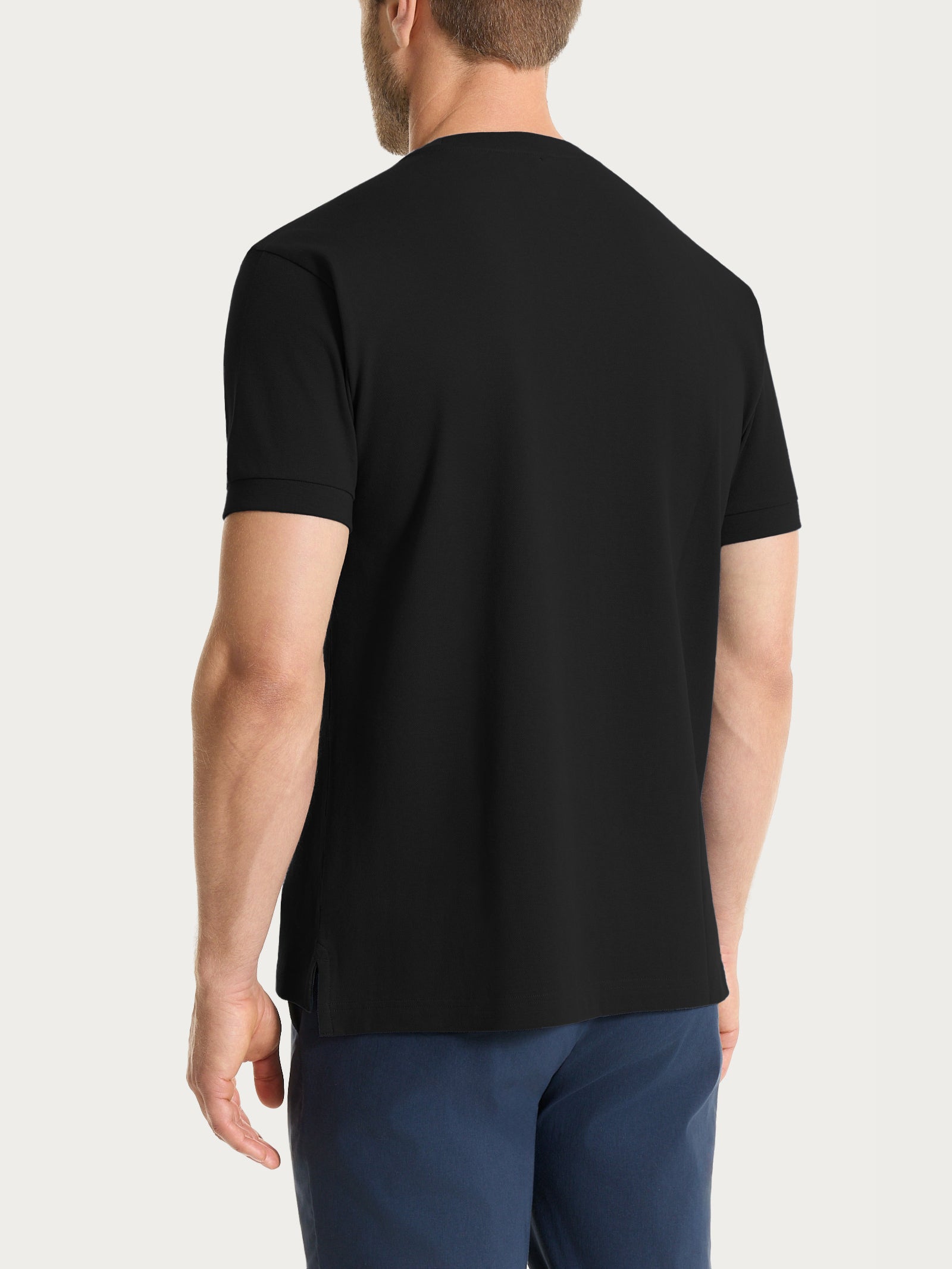 Maglietta girocollo in Eco Cotton Piquet Stretch Neri Uomo - Ragno