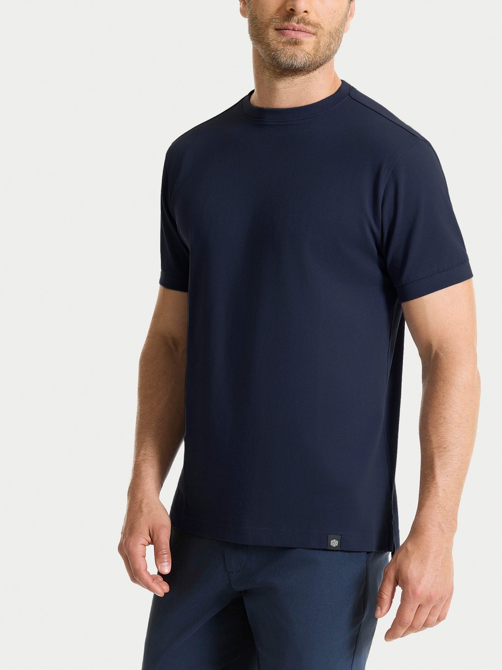 Maglietta girocollo in Eco Cotton Piquet Stretch Blu Uomo - Ragno