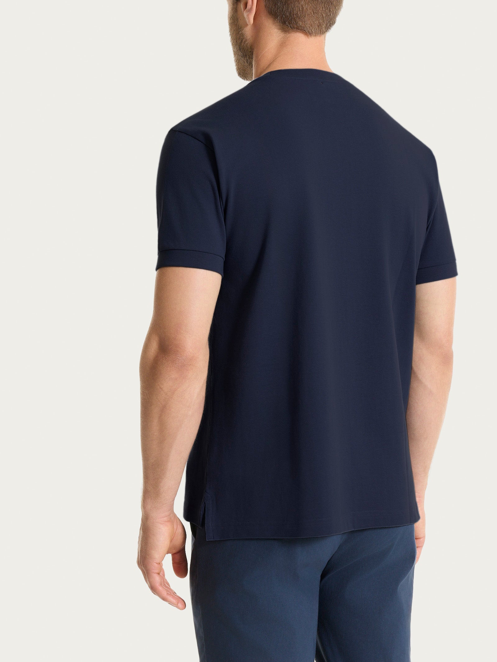 Maglietta girocollo in Eco Cotton Piquet Stretch Blu Uomo - Ragno