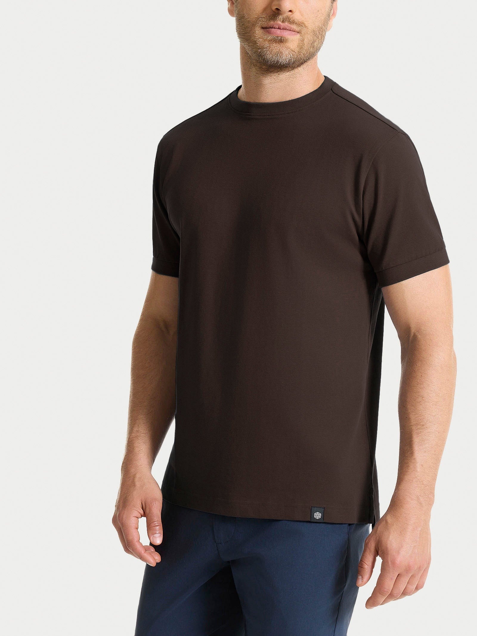 Maglietta girocollo in Eco Cotton Piquet Stretch Marroni Uomo - Ragno