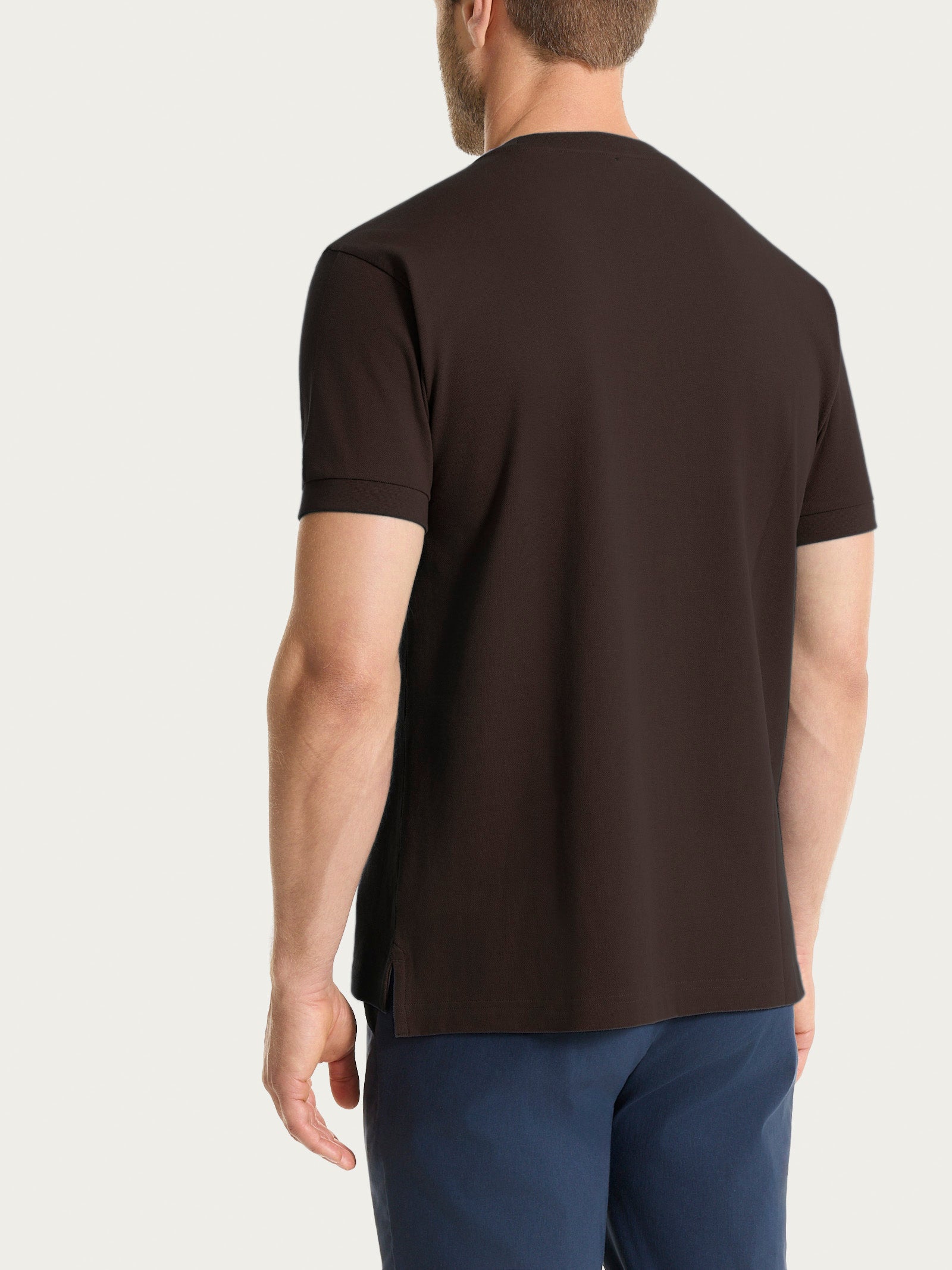 Maglietta girocollo in Eco Cotton Piquet Stretch Marroni Uomo - Ragno