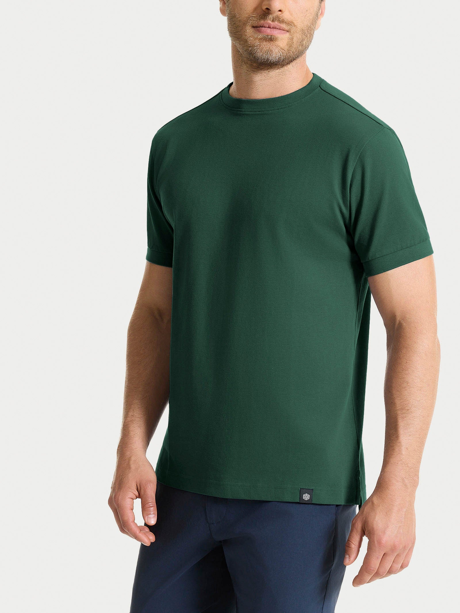 Maglietta girocollo in Eco Cotton Piquet Stretch Verdi Uomo - Ragno