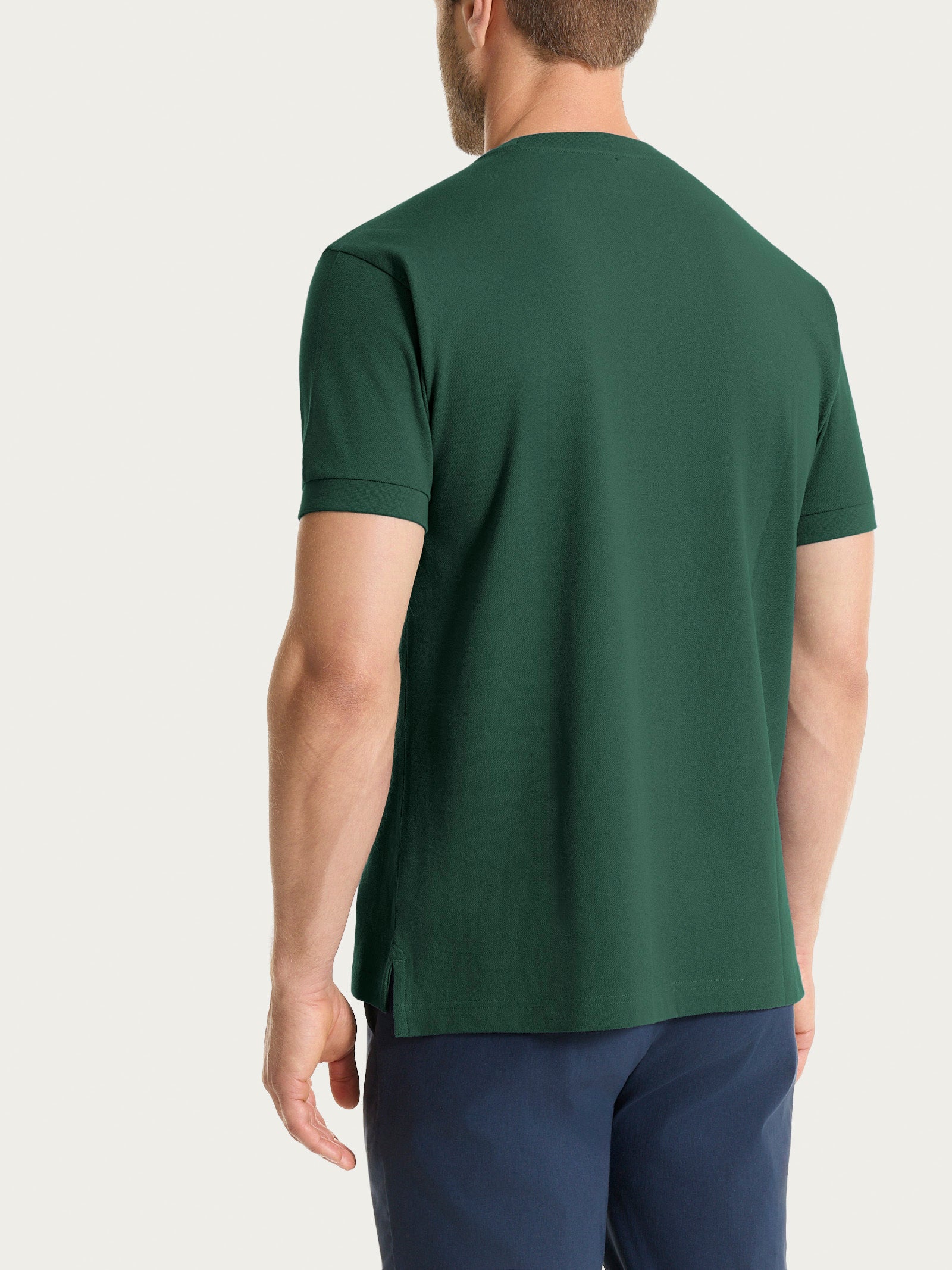 Maglietta girocollo in Eco Cotton Piquet Stretch Verdi Uomo - Ragno