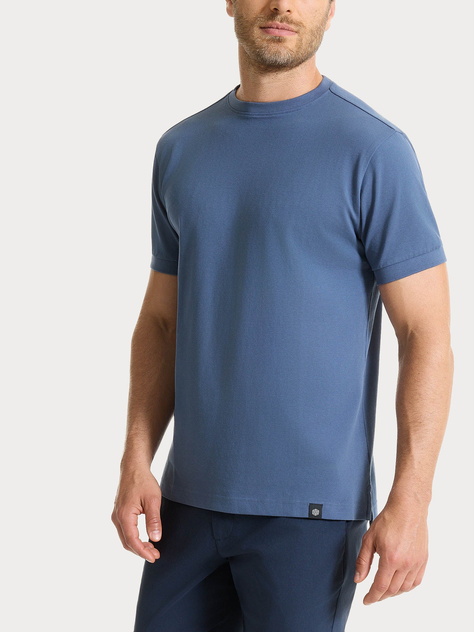 Maglietta girocollo in Eco Cotton Piquet Stretch Blu Uomo - Ragno
