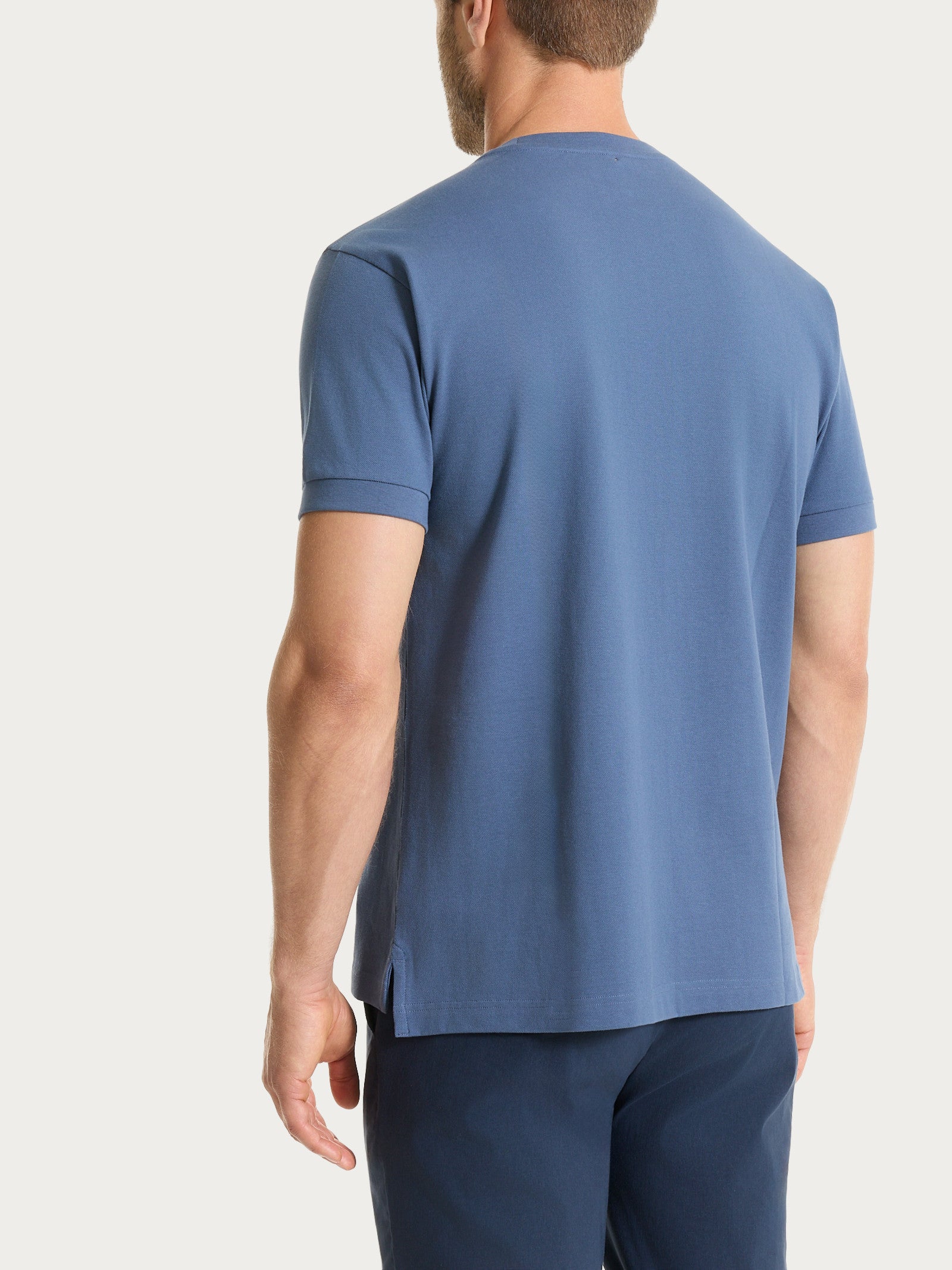 Maglietta girocollo in Eco Cotton Piquet Stretch Blu Uomo - Ragno