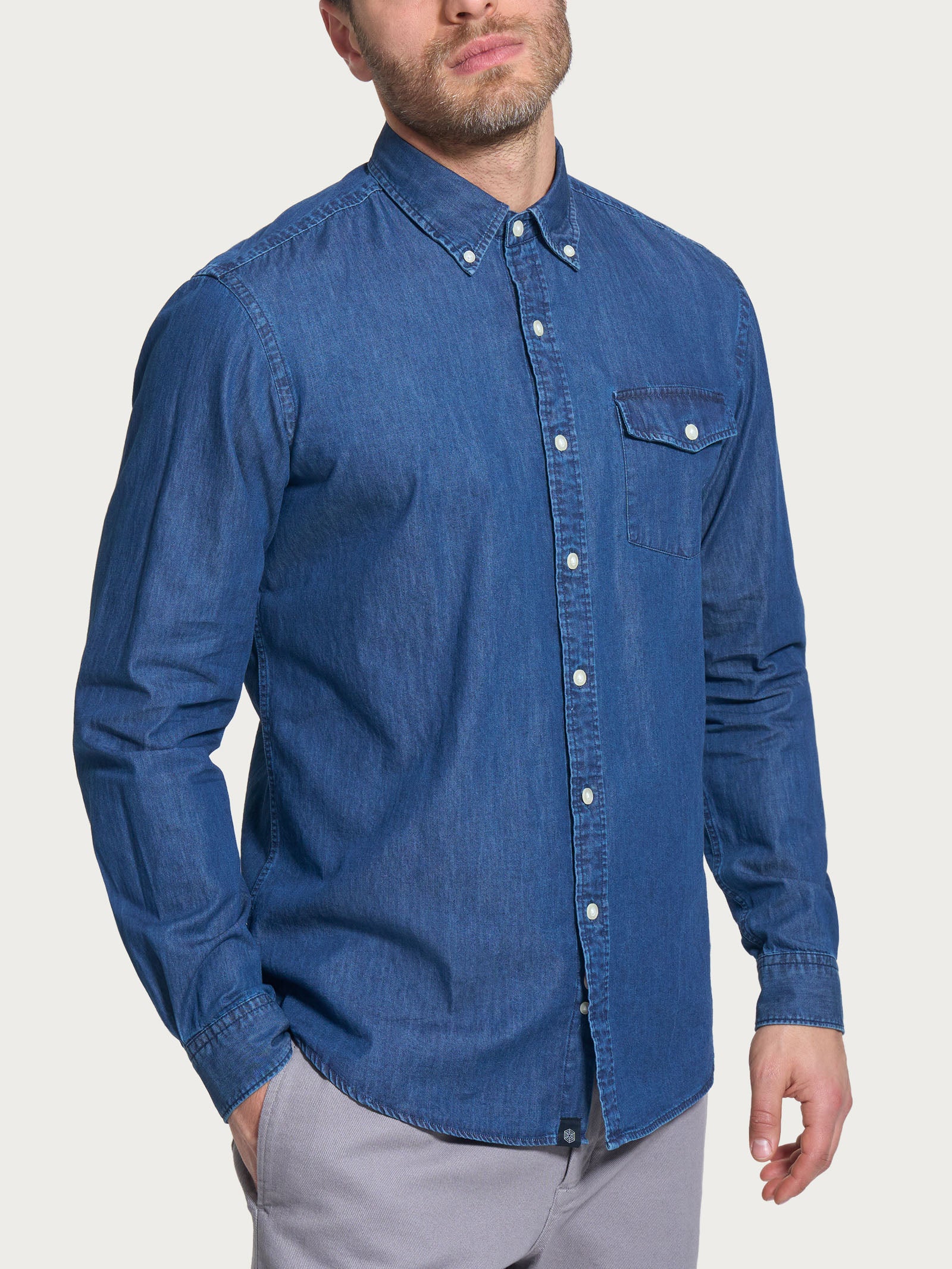 Camicia button down in chambray di cotone -  - Ragno