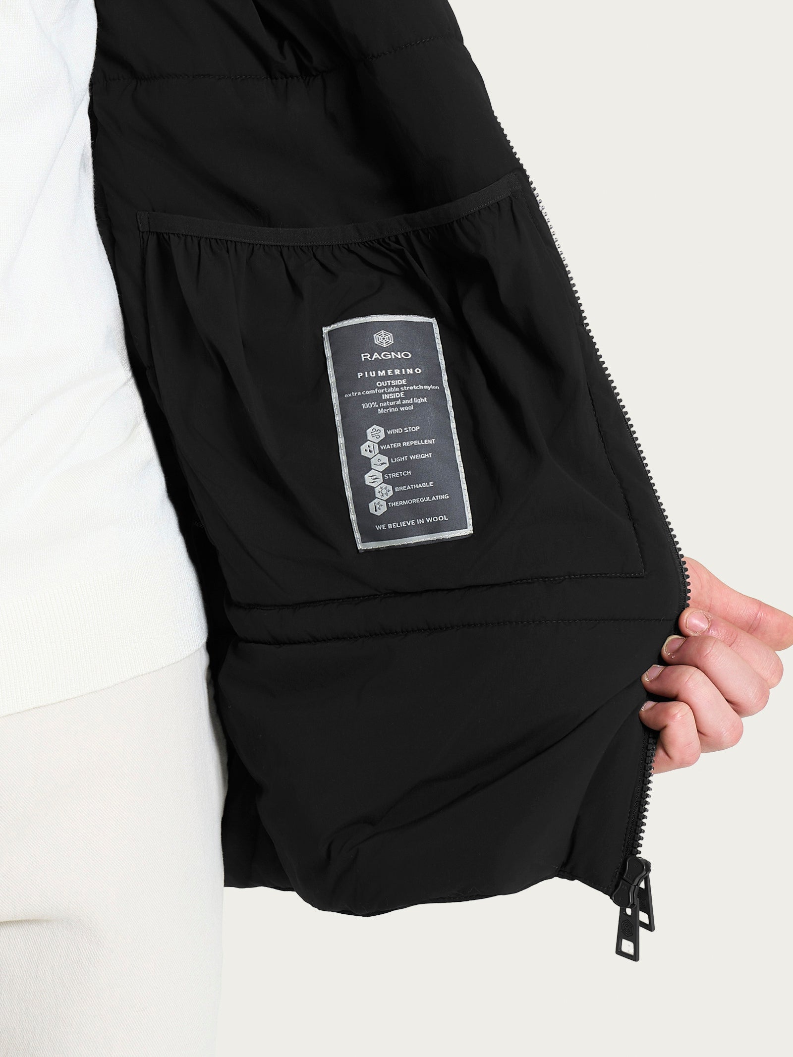 Piumerino Parka in lana con cappuccio Neri Uomo - Ragno