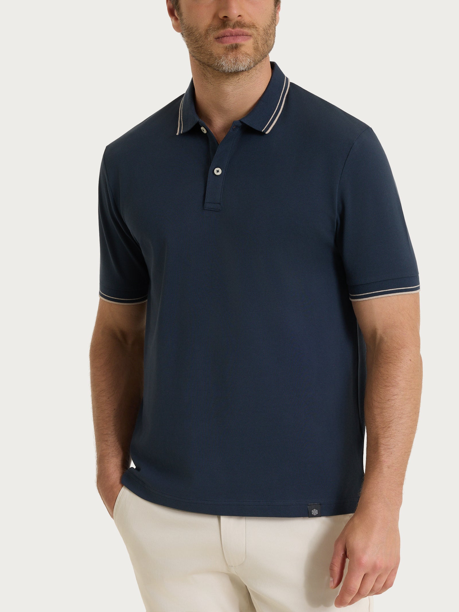 Polo in Eco Cotton Piquet Stretch Blu Uomo - Ragno