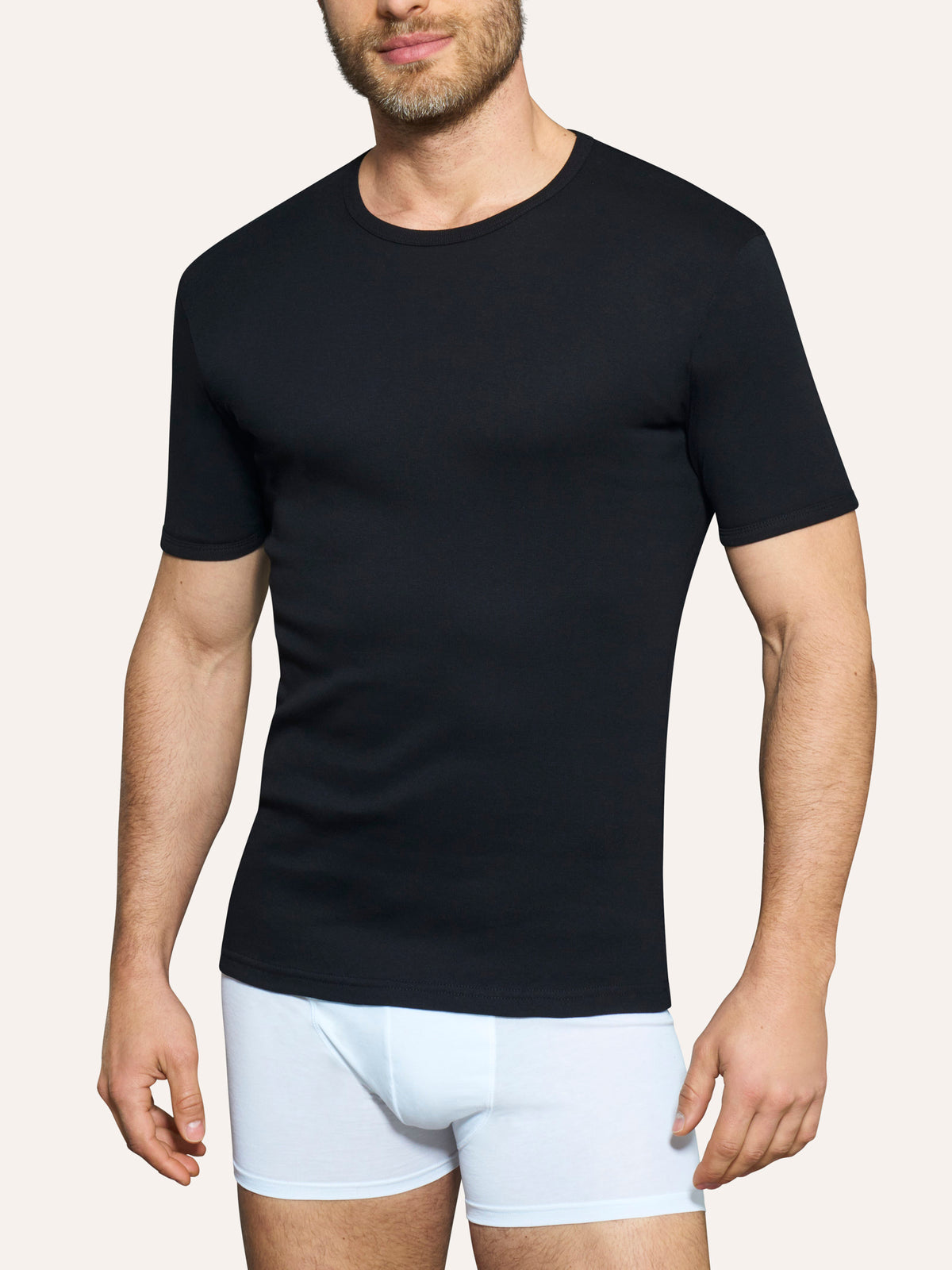 Thermo Cotton - Maglietta girocollo a manica corta in caldo cotone  Neri Uomo - Ragno