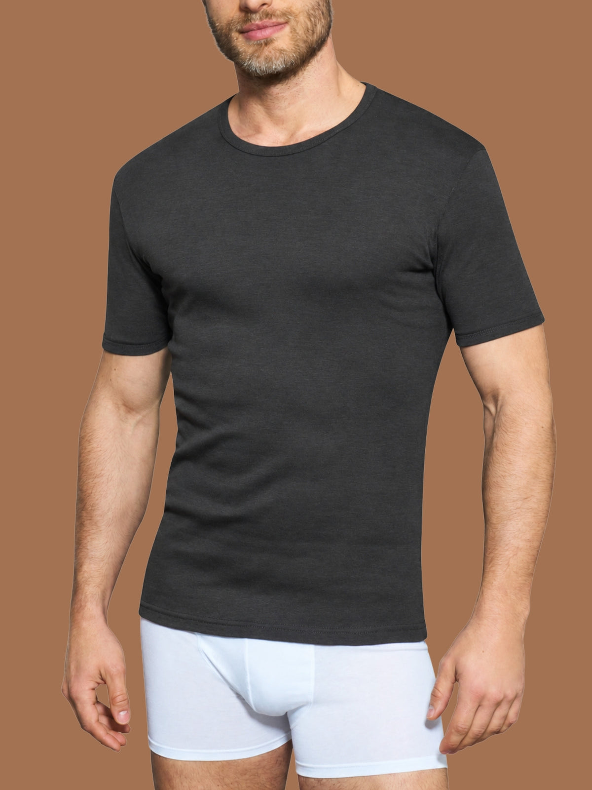 Thermo Cotton - Maglietta girocollo a manica corta in caldo cotone  Neri Uomo - Ragno