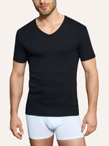 Thermo Cotton - Maglietta scollo V a manica corta in caldo cotone  Neri Uomo - Ragno